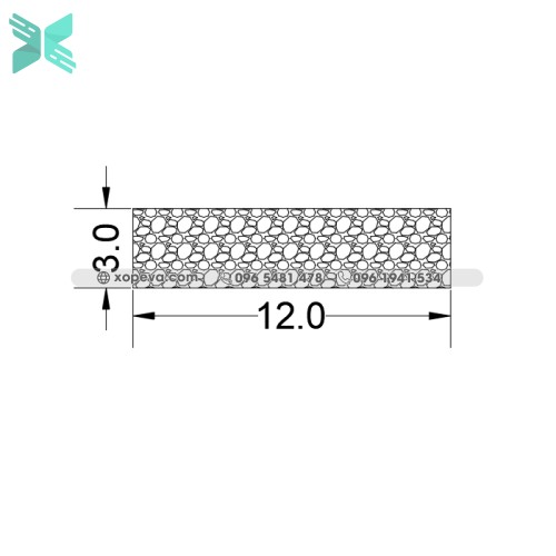 Gioăng cao su xốp EPDM CN -  3mm x 12mm