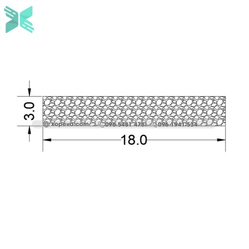 Gioăng cao su xốp EPDM CN -  3mm x 18mm