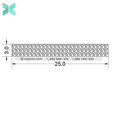 Gioăng cao su xốp EPDM CN -  3mm x 25mm