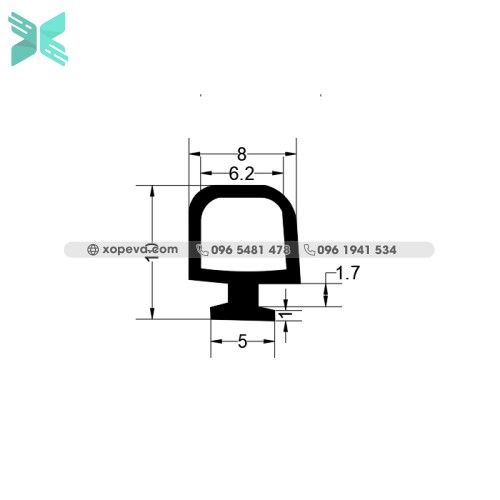 Gioăng silicon cửa lò nướng chữ T - 8mm x 11mm x 1mm