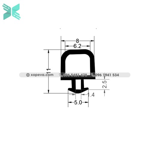  Gioăng silicon cửa lò nướng chữ T -  5mm x 11mm x 1mm