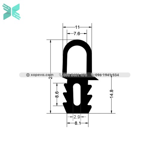 Gioăng silicon lò sấy - 28mm x 11mm x 1.7mm
