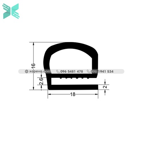 Gioăng silicon đỏ chữ E - 18mm x 16mm x 2mm