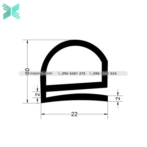 Gioăng silicon trắng chữ E - 20mm x 22mm x 2mm