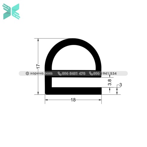 Gioăng silicon đỏ chữ E - 17mm x 18mm x 3mm