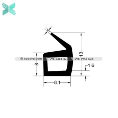Gioăng cao su EPDM chữ E - 13mm x 8.1mm x 1.6mm Gioăng cao su EPDM chữ E - 13mm x 8.1mm x 1.6mm