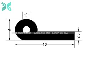 Gioăng cao su EPDM chữ P - 16mm x 6mm Gioăng cao su EPDM chữ P - 16mm x 6mm