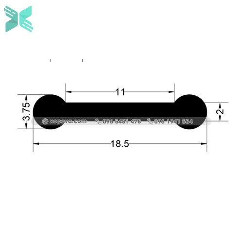 Cao su đùn chữ P - 18mm x 3.75mm