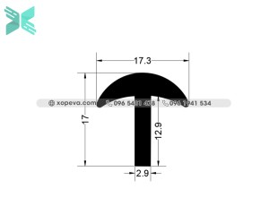 Gioăng cao su EPDM chữ T  - 17.3mm x 17mm Gioăng cao su EPDM chữ T  - 17.3mm x 17mm