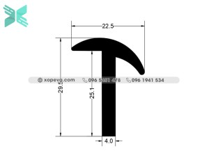 Gioăng cao su EPDM chữ T  - 22.5mm x 29.5mm Gioăng cao su EPDM chữ T  - 22.5mm x 29.5mm