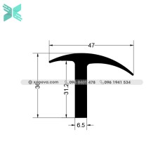 Cao su đùn chữ T - 47mm x 36mm Cao su đùn chữ T - 47mm x 36mm