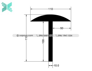 Cao su EPDM đùn chữ T - 110mm x 110mm Cao su EPDM đùn chữ T - 110mm x 110mm
