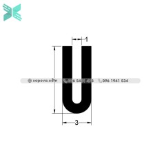 Gioăng cao su EPDM chữ U  -  3mm x 7mmm Gioăng cao su EPDM chữ U  -  3mm x 7mmm