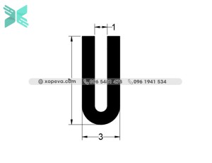 Gioăng cao su EPDM chữ U  -  3mm x 7mmm Gioăng cao su EPDM chữ U  -  3mm x 7mmm