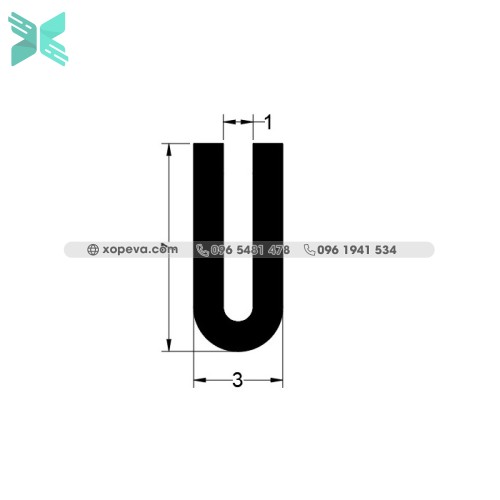 Gioăng cao su EPDM chữ U  -  3mm x 7mmm