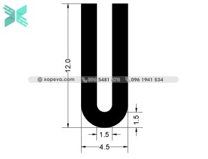 Gioăng cao su EPDM chữ U - 4.5mm x 12mmm