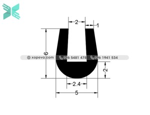 Gioăng cao su EPDM chữ U - 5mm x 6mmm Gioăng cao su EPDM chữ U - 5mm x 6mmm