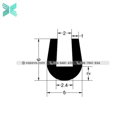 Gioăng cao su EPDM chữ U - 5mm x 6mmm