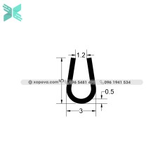 Gioăng EPDM nẹp kính chữ U - 3mm x 5mm Gioăng EPDM nẹp kính chữ U - 3mm x 5mm