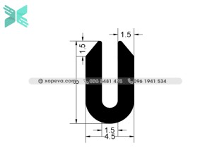 Gioăng EPDM nẹp kính chữ U - 4.5mm x 8mm Gioăng EPDM nẹp kính chữ U - 4.5mm x 8mm