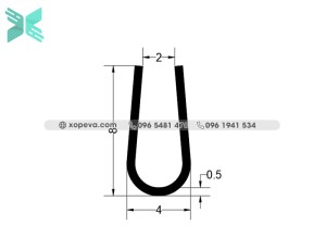 Gioăng cao su EPDM nẹp chữ U  - 4mm x 8mm
