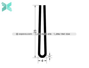 Gioăng cao su EPDM nẹp chữ U - 4mm x 23mm Gioăng cao su EPDM nẹp chữ U - 4mm x 23mm