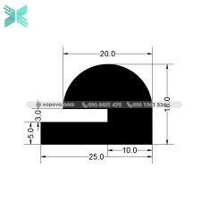 Gioăng silicon chữ E  - 25x18x5 Gioăng silicon chữ E  - 25x18x5