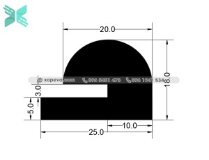 Gioăng silicon chữ E  - 25x18x5 Gioăng silicon chữ E  - 25x18x5
