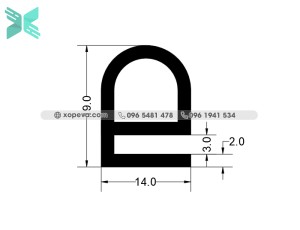 Gioăng silicon chữ E - 14x19x2