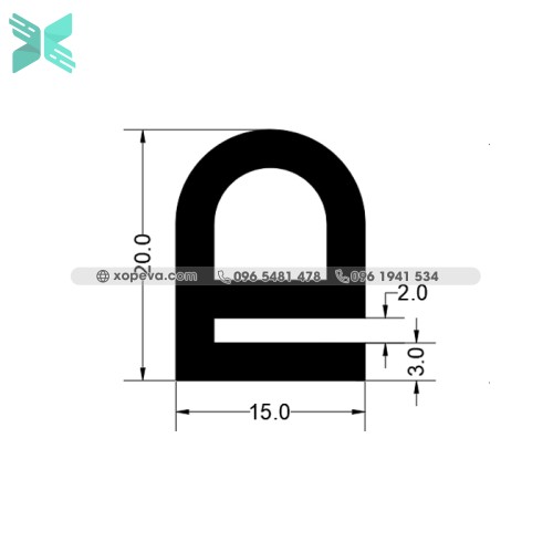 Gioăng silicon chữ E - 15x20x3