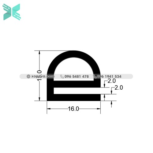 Gioăng silicon chữ E - 16x15x2