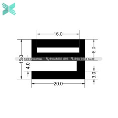 Gioăng silicon chữ E - 20x15x3 Gioăng silicon chữ E - 20x15x3