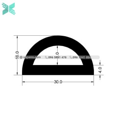 Gioăng cao su chữ D - 30x16x4 Gioăng cao su chữ D - 30x16x4