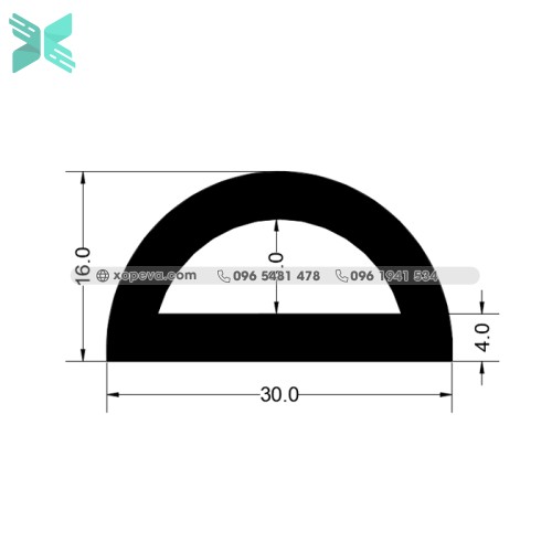 Gioăng cao su chữ D - 30x16x4