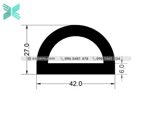 Gioăng cao su chữ D - 42x27x6 Gioăng cao su chữ D - 42x27x6