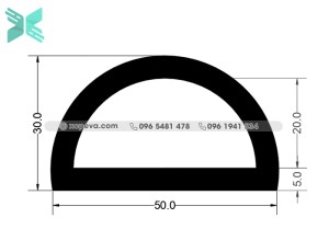 Gioăng cao su chữ D - 50x30x5 Gioăng cao su chữ D - 50x30x5