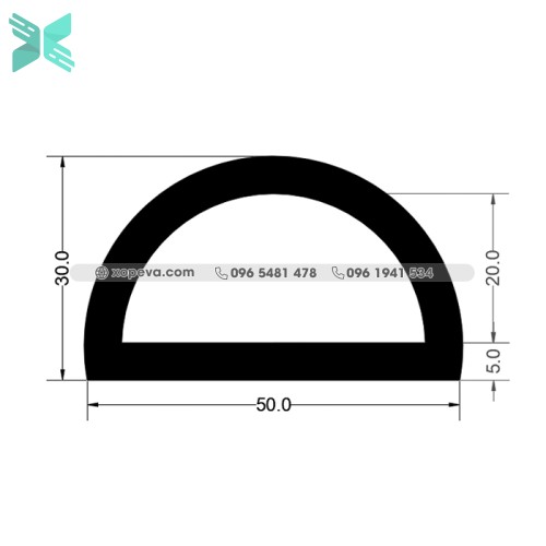 Gioăng cao su chữ D - 50x30x5