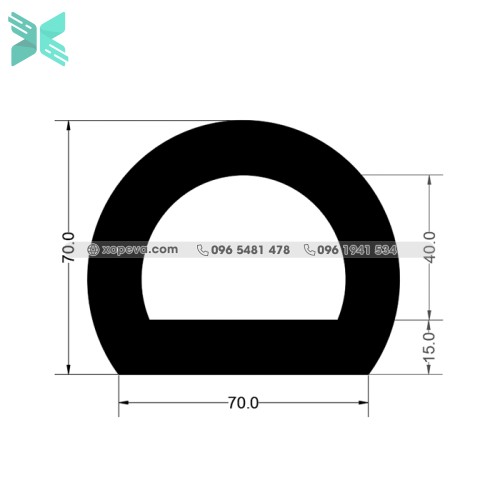 Gioăng cao su chữ D - 70x70x15