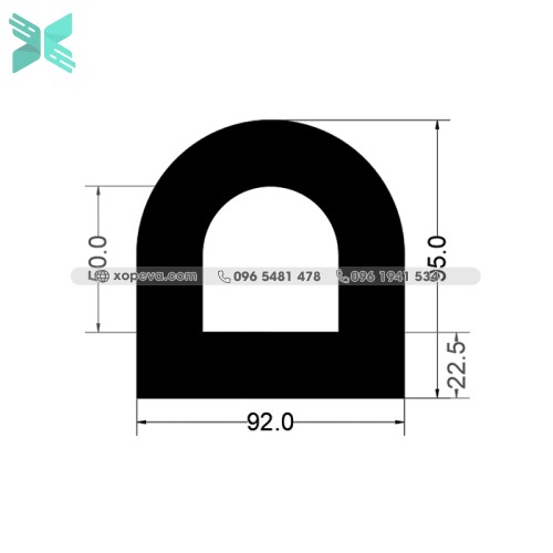 Gioăng cao su chữ D - 92x95x22.5