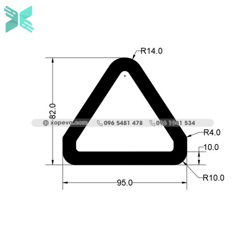 Gioăng cao su EPDM chữ D - 95x82x10