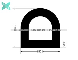 Gioăng cao su EPDM chữ D - 150x150x30 Gioăng cao su EPDM chữ D - 150x150x30