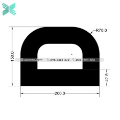 Gioăng cao su EPDM chữ D - 200x150x42.5 Gioăng cao su EPDM chữ D - 200x150x42.5