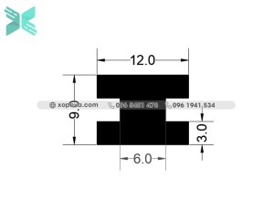 Gioăng cao su chữ H - 9x12x3 Gioăng cao su chữ H - 9x12x3