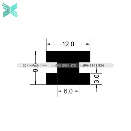 Gioăng cao su chữ H - 9x12x3