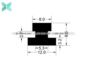 Gioăng cao su chữ H - 12x9.5x3.2 Gioăng cao su chữ H - 12x9.5x3.2
