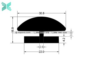Gioăng cao su chữ H - 16.8x30.8x4.2 Gioăng cao su chữ H - 16.8x30.8x4.2