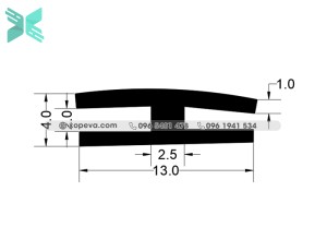 Gioăng cao su EPDM chữ H - 13x4x1 Gioăng cao su EPDM chữ H - 13x4x1