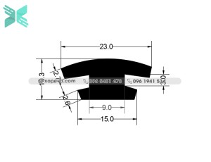 Gioăng cao su EPDM chữ H - 23x10.3x2.7 Gioăng cao su EPDM chữ H - 23x10.3x2.7