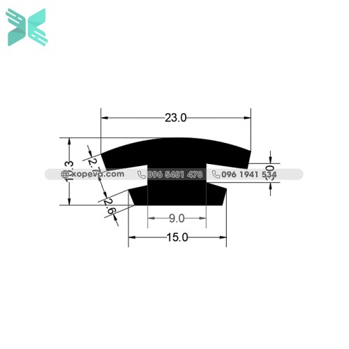 Gioăng cao su EPDM chữ H - 23x10.3x2.7