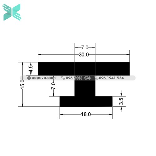 Gioăng cao su EPDM chữ H - 30x15x4.5